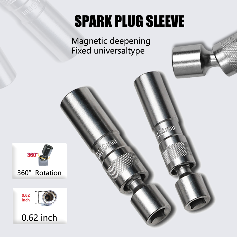 Spark Plug Socket Set - 14 ミリメートル/16 ミリメートル磁気スパークプラグソケットレンチ 12 角度修理と取り外しツール薄壁 3/8