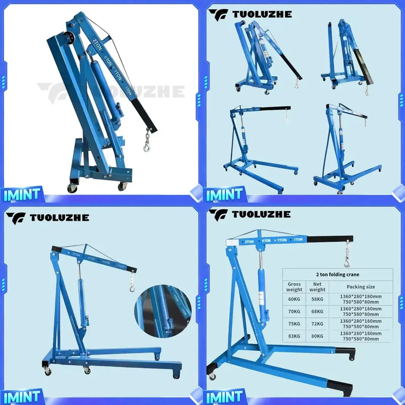 Engine Hoist Crane - 2トン折りたたみ式青色自動車エンジンリフティングツール油圧クレーンマシンショップクレーン