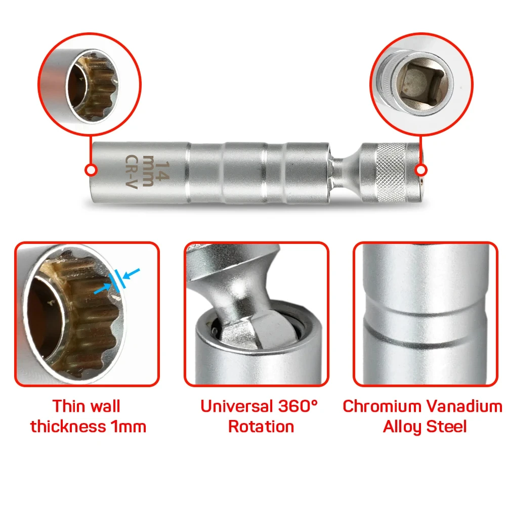 磁気スパークプラグソケットセット 14mm 16mm 18m - Spark Plug Socket Set のレビューと価格